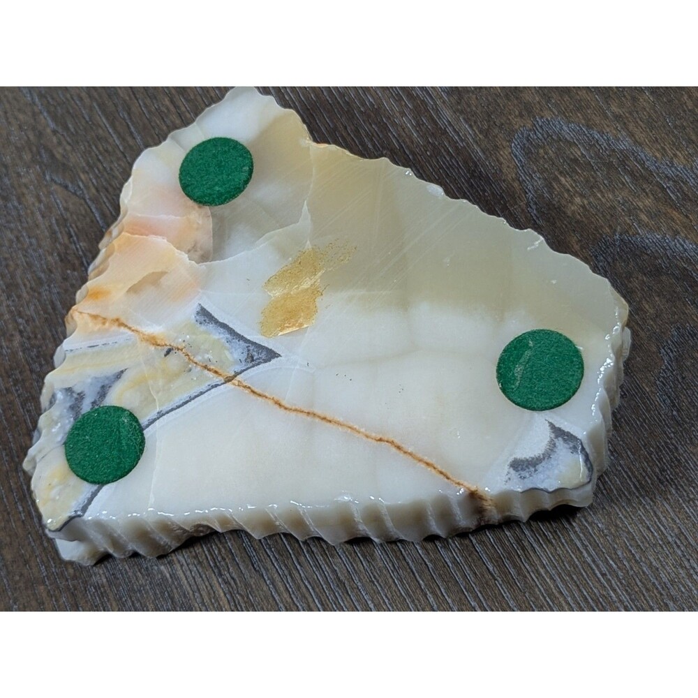 VTG Carved Natural Stone Ashtray Marble Onyx Calcite 1970s Cigarette Ridge Edges - Picture 9 of 9